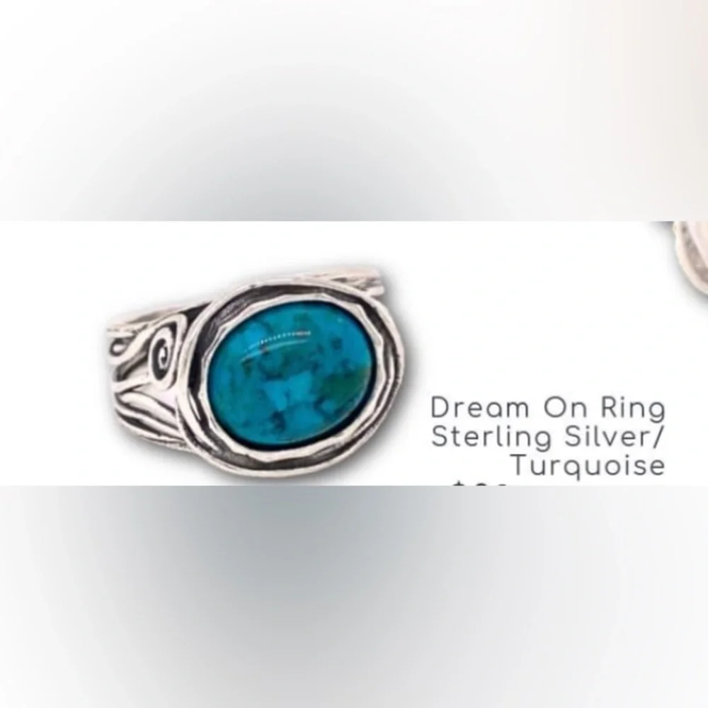 Grace & Heart DREAM ON TURQUOISE RING Size 5 .925 Sterling Silver SUMMER VIBES